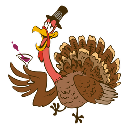 Funny turkey with wine glass PNG Design