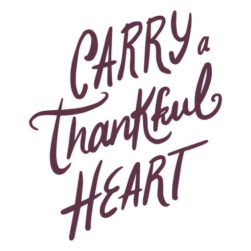 Thankful heart quote lettering