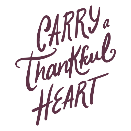 Thankful heart quote lettering PNG Design