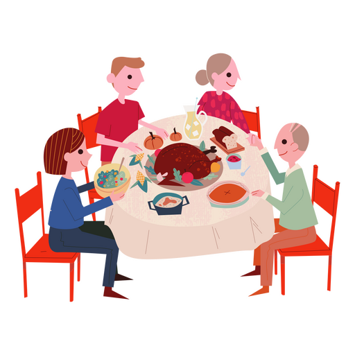 Familia cenando Diseño PNG