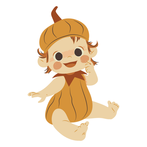 bebê com fantasia de abóbora Desenho PNG