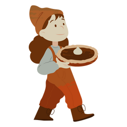 Garota carregando torta de abóbora Desenho PNG
