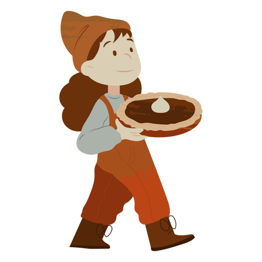 Garota carregando torta de abóbora Desenho PNG