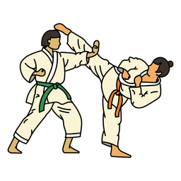 Two people doing karate PNG Design