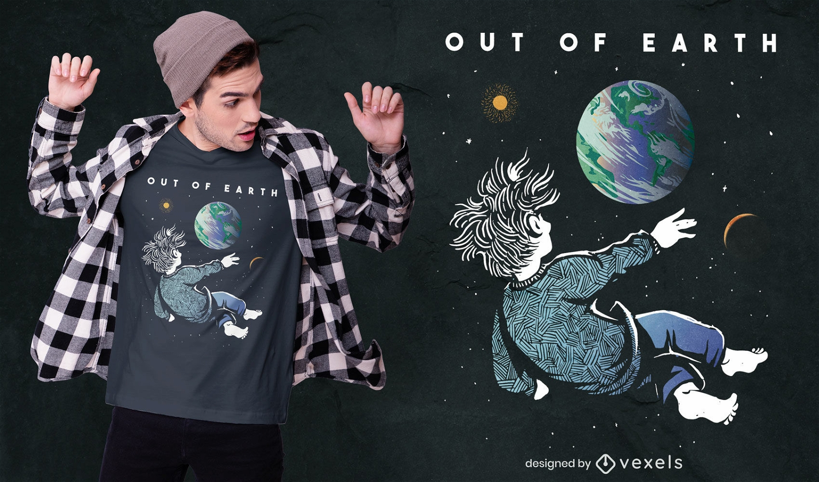 Watching Earth from space t-shirt design
