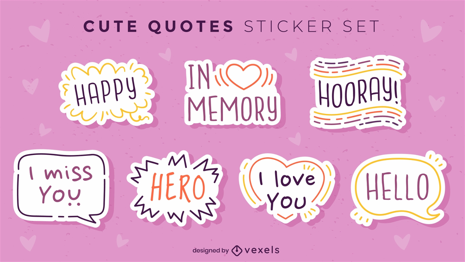 Cute and nice quotes in stickers set