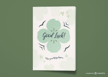 Cartão de felicitações de boa sorte com trevo de quatro folhas