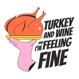 Turkey cartoon thanksgiving quote PNG Design