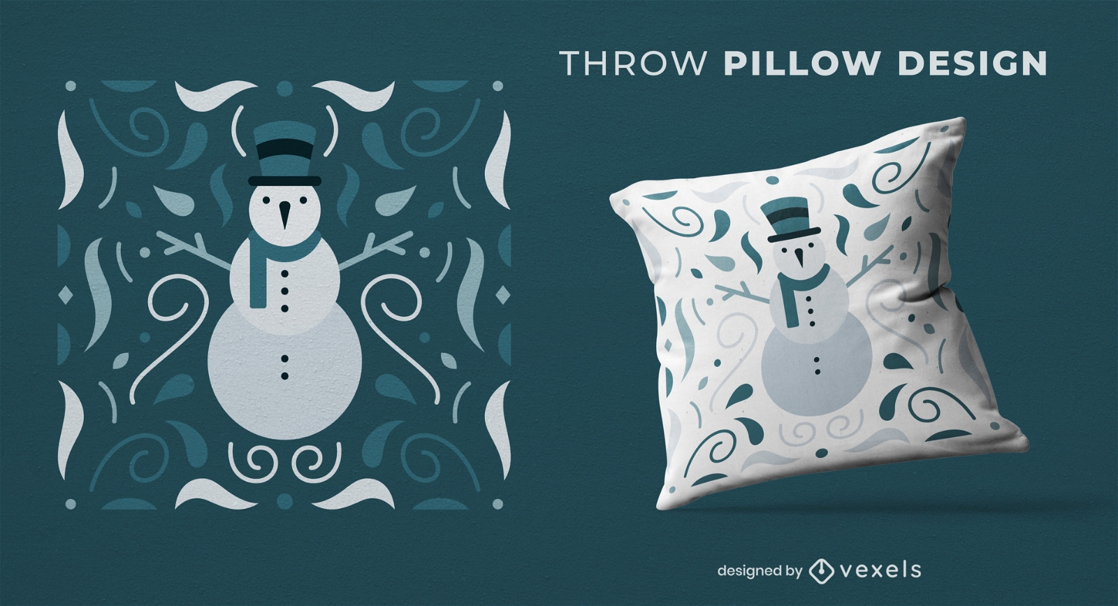 Snowman winter season throw pillow design