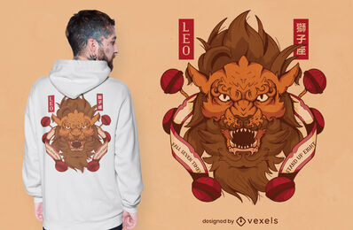 Japanese Leo Zodiac Sign T-shirt Design Vector Download