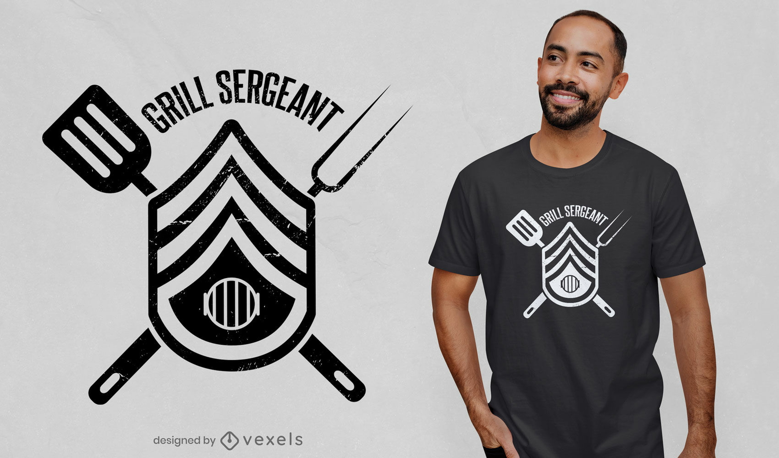 Diseño de camiseta con insignia de sargento Grill BBQ