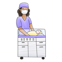 Krankenschwester, die Baby in Inkubator setzt PNG-Design