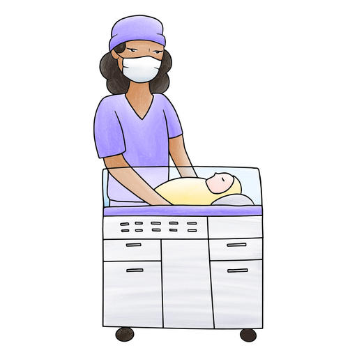Enfermeira colocando bebê na incubadora Desenho PNG