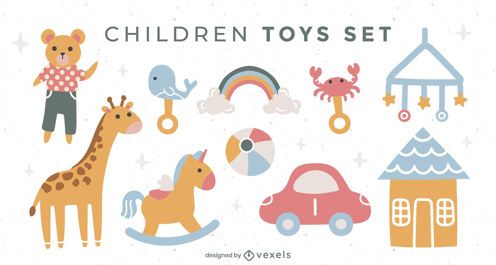 Conjunto plano de brinquedos para bebês