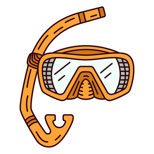 Máscara de natación de colores y snorkel. Diseño PNG