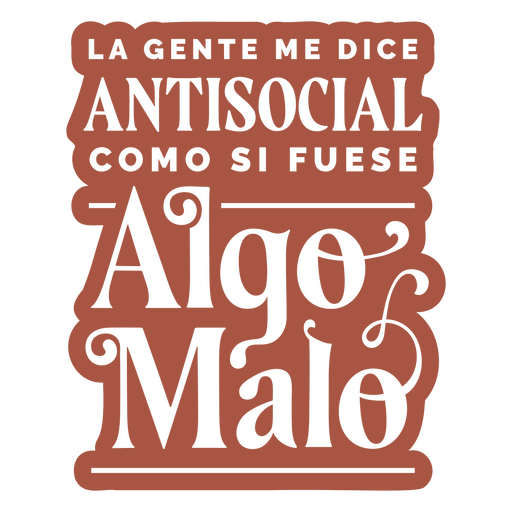 Antisocial funny Spanish quote PNG Design