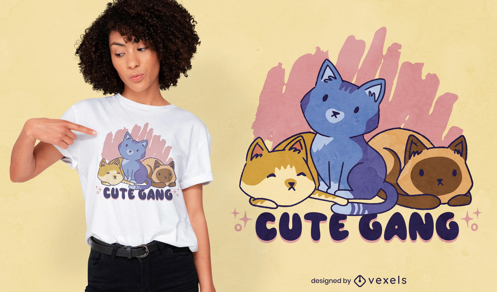 Design de t-shirt fofa para família de animais de gato