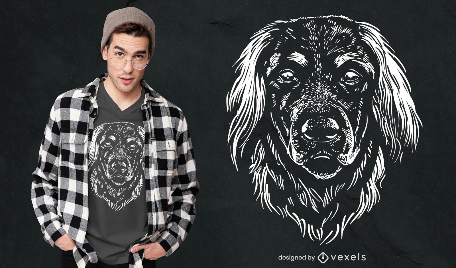 Handgezeichnetes T-Shirt-Design der deutschen Hunderasse