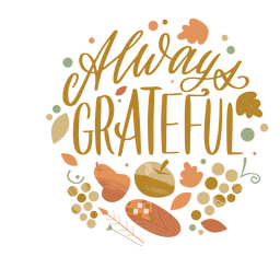 Letras de citação de ação de graças sempre gratas Desenho PNG