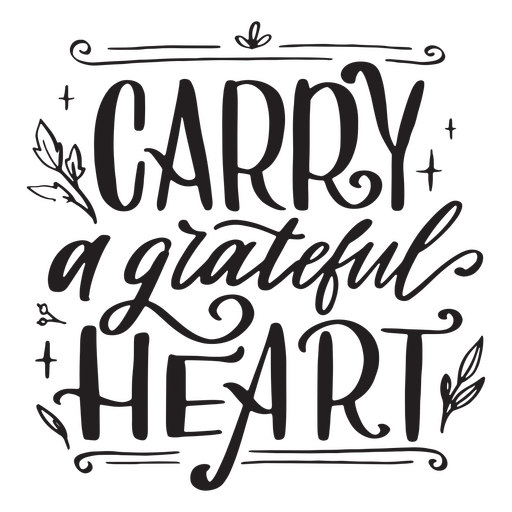 Dankbares Herz Thanksgiving-Zitat-Schriftzug PNG-Design