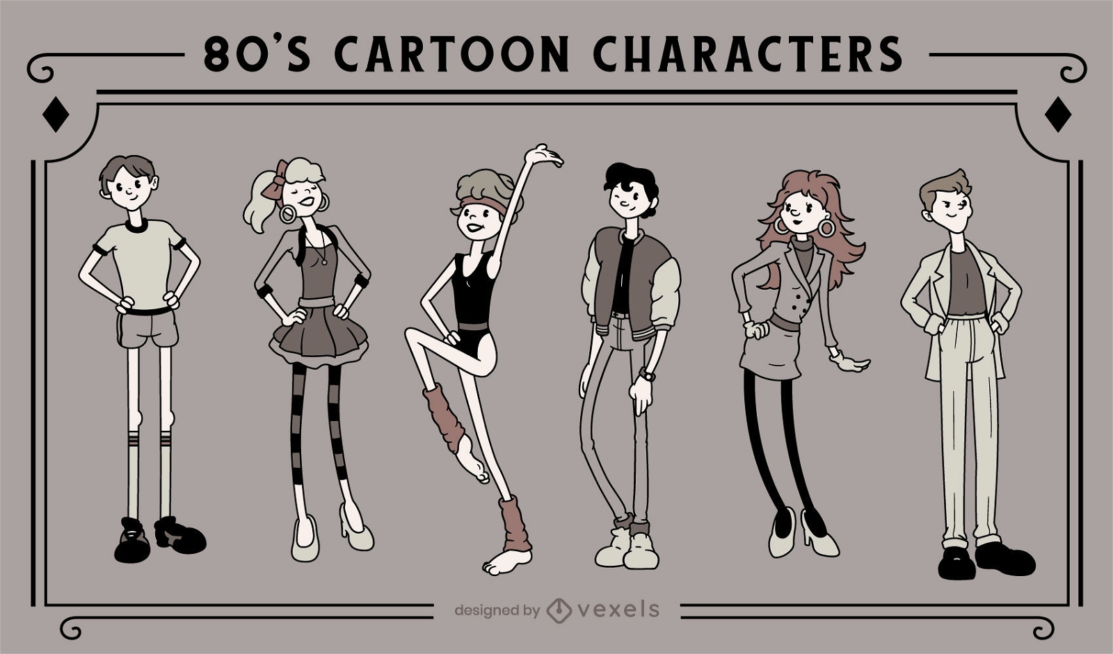 Retro-Zeichentrickfiguren der 80er Jahre