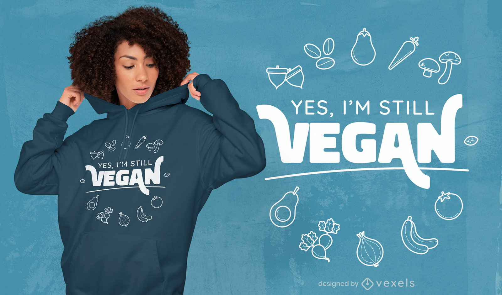 Diseño de camiseta con cita de dieta vegana