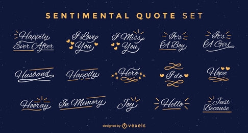 Emotional quotes lettering badge set