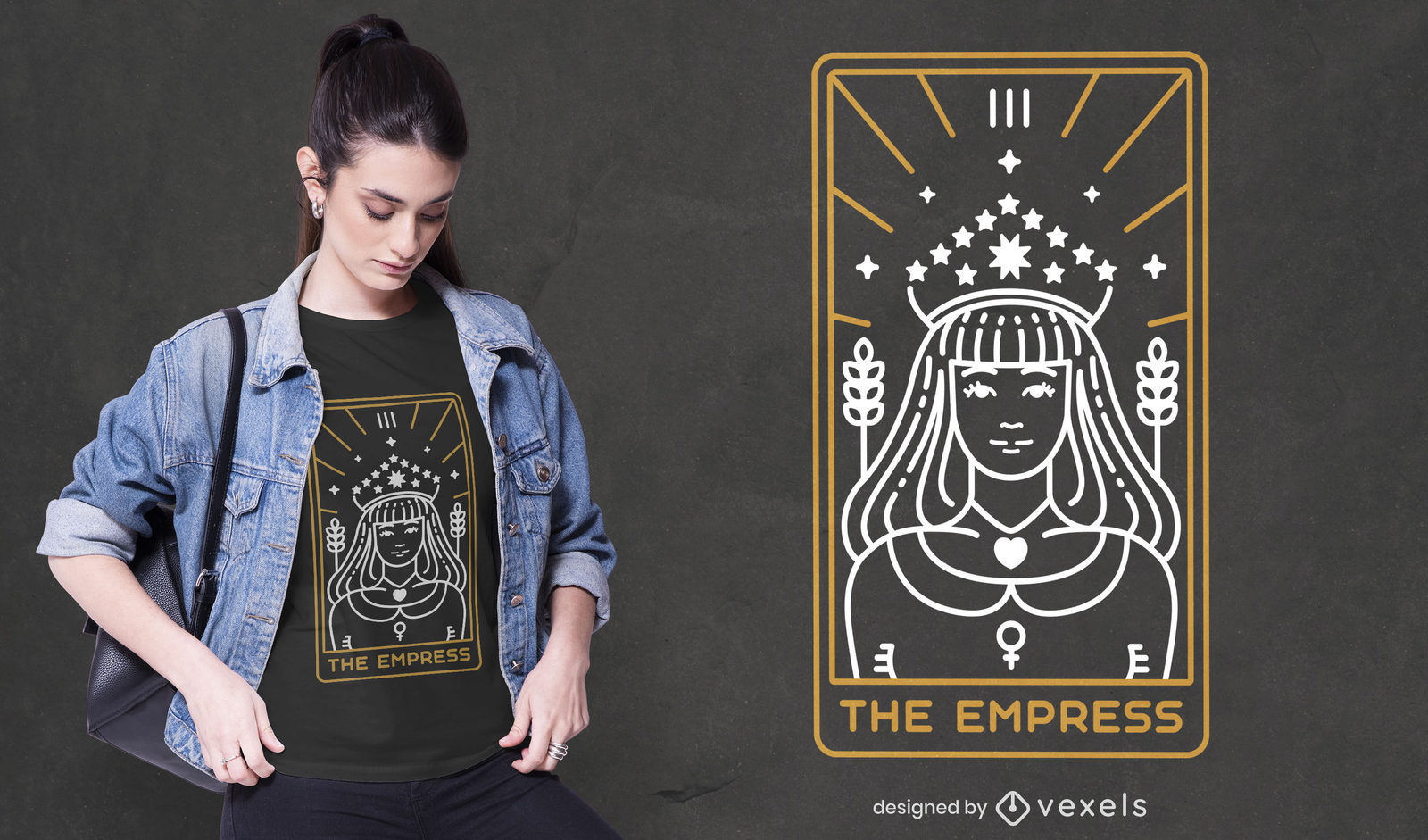 Diseño de camiseta de astrología de la carta de la emperatriz del tarot.