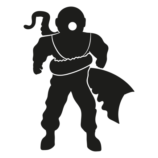 Scuba diver held by tentacle PNG Design