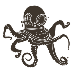 Octopus wearing diver's helmet PNG Design Transparent PNG