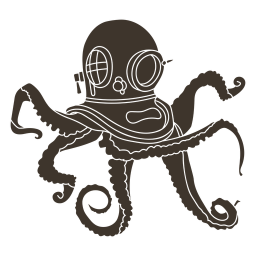 Octopus wearing diver's helmet PNG Design