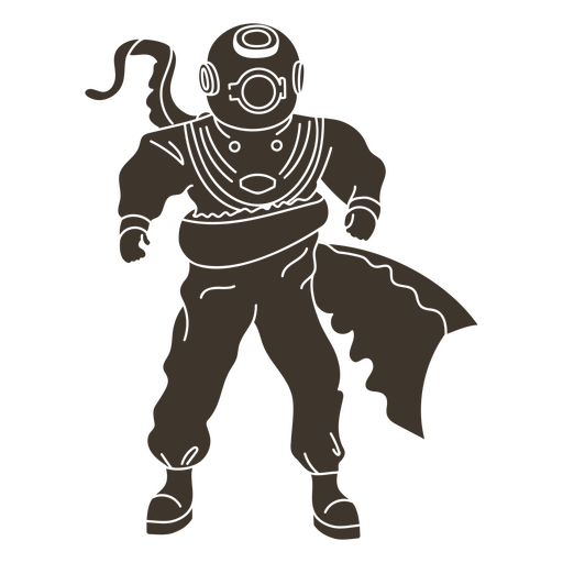 Scuba diver held by giant tentacle PNG Design