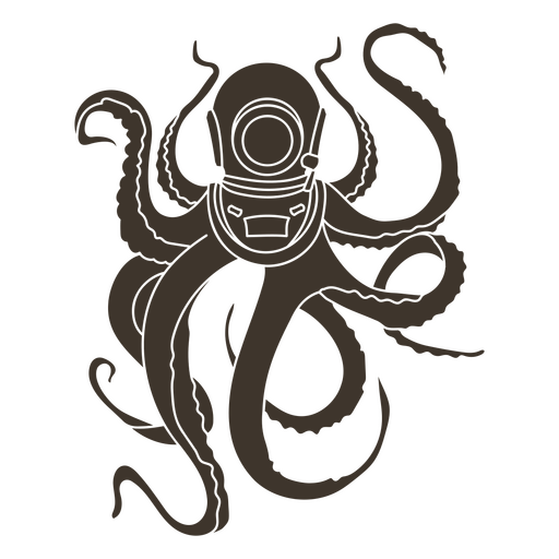Oktopus mit Taucherhelm PNG-Design