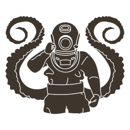 Scuba diver with tentacles  PNG Design