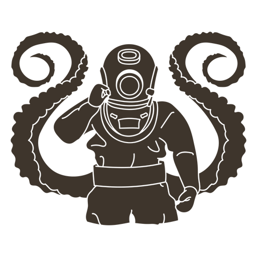 Scuba diver with tentacles  PNG Design