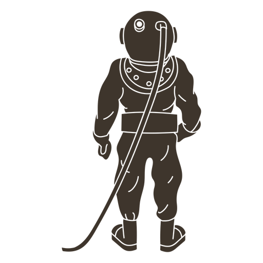 Standing scuba diver backview PNG Design