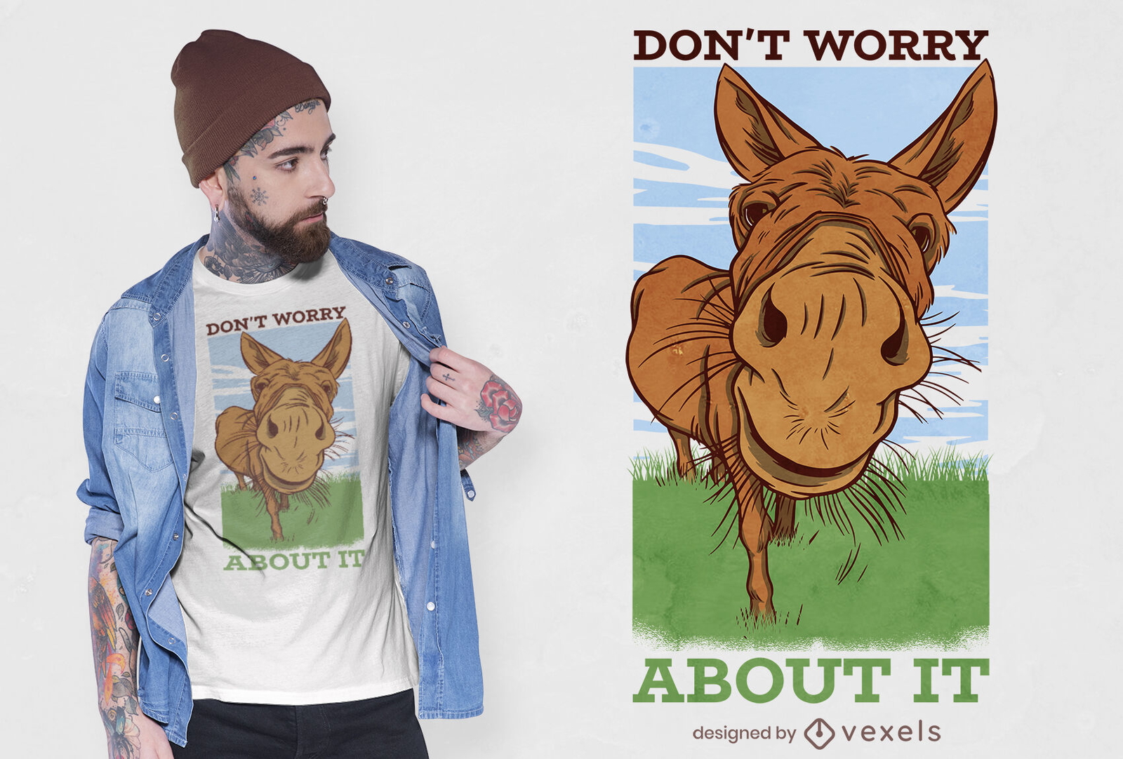 Diseño de camiseta de burro de cerca