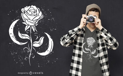 Romantic rose and moon t-shirt design
