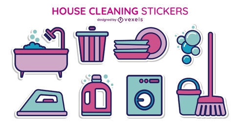 House cleaning products sticker set