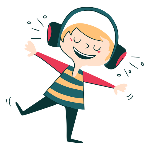 Boy listening to music PNG Design