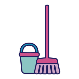 ícone de vassoura e balde Desenho PNG