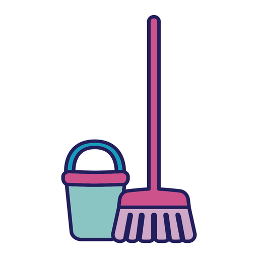 Broom and bucket icon PNG Design