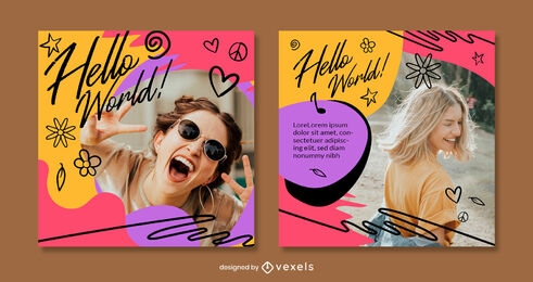 Doodle text and elements instagram post template