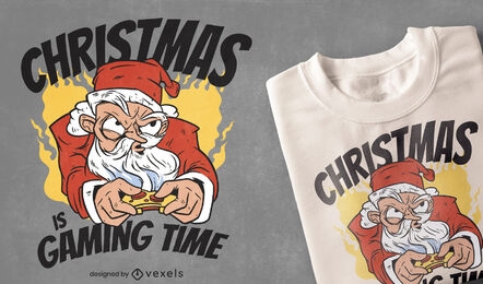 Gaming Santa Christmas t-shirt design