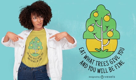 Design de t-shirt de citação de árvore vegetariana