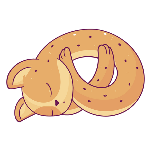 Gato de pão dormindo personagem animal fofo Desenho PNG