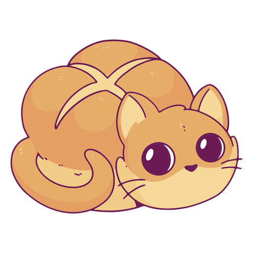 Bread cat cute look animal character PNG Design