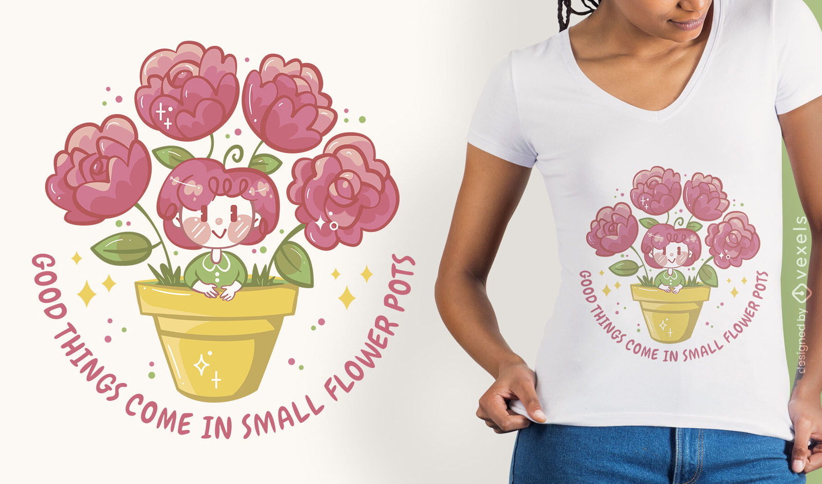 Diseño de camiseta de niña maceta