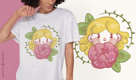 Menina com design de t-shirt de flores
