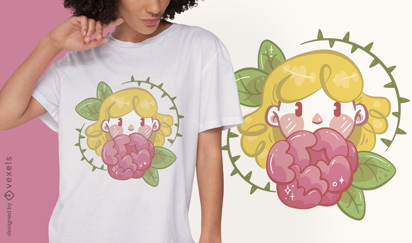 Girl with flower t-shirt design